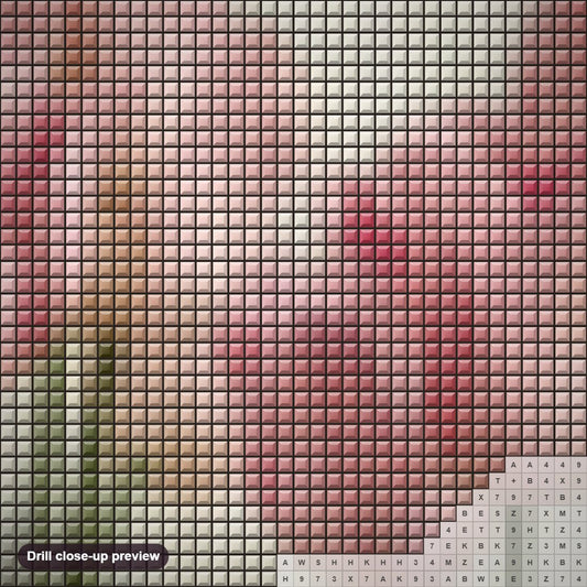 Close-up preview of the Tulips 3D diamond painting with square 5D drills and printed canvas symbols