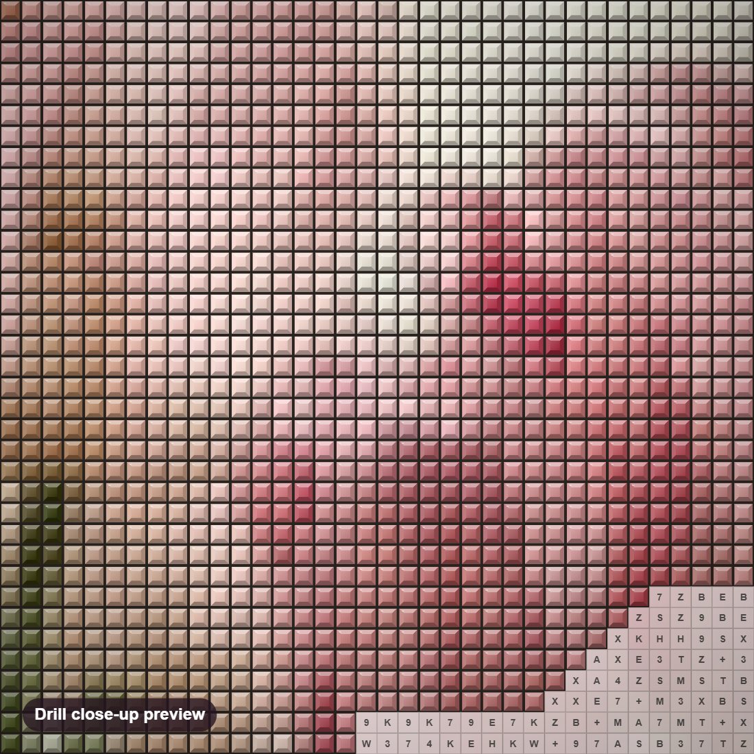 Close-up preview of the Tulips 3D diamond painting with square 5D drills and printed canvas symbols