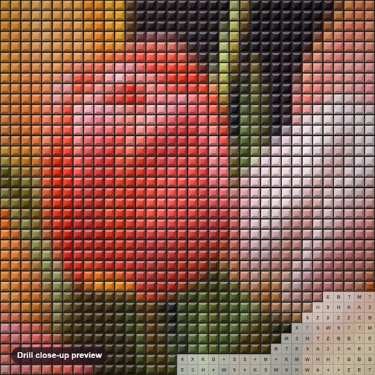 Close-up preview of the Tulips Nature's Elegance diamond painting with square 5D drills and printed canvas symbols