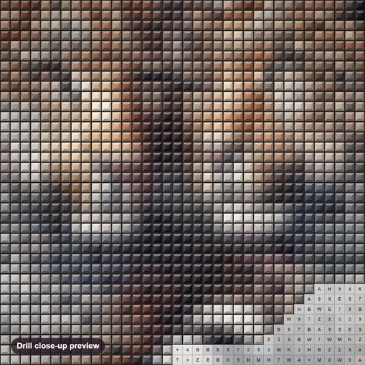 Close-up preview of the Two leopards diamond painting with square 5D drills and printed canvas symbols