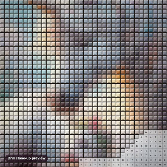 Close-up preview of the Unicorn With Her Baby diamond painting with square 5D drills and printed canvas symbols