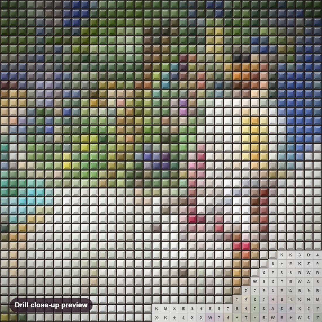 Close-up preview of the Unicorns and Riders diamond painting with square 5D drills and printed canvas symbols