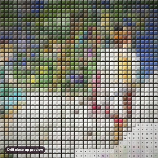 Close-up preview of the Unicorns and Riders diamond painting with square 5D drills and printed canvas symbols