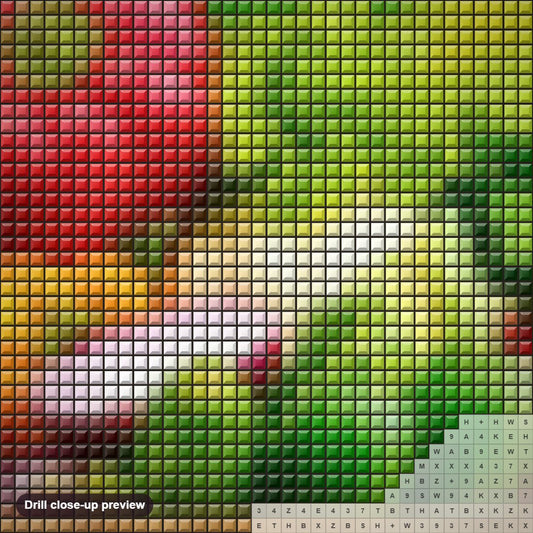 Close-up preview of the Vegetables Basket diamond painting with square 5D drills and printed canvas symbols