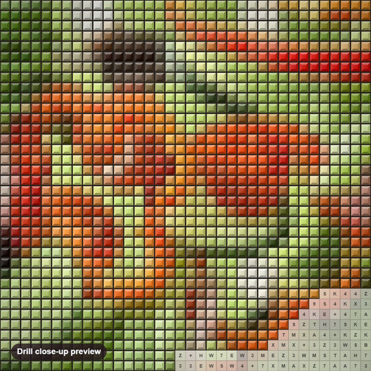 Close-up preview of the Vegetables Heart diamond painting with square 5D drills and printed canvas symbols