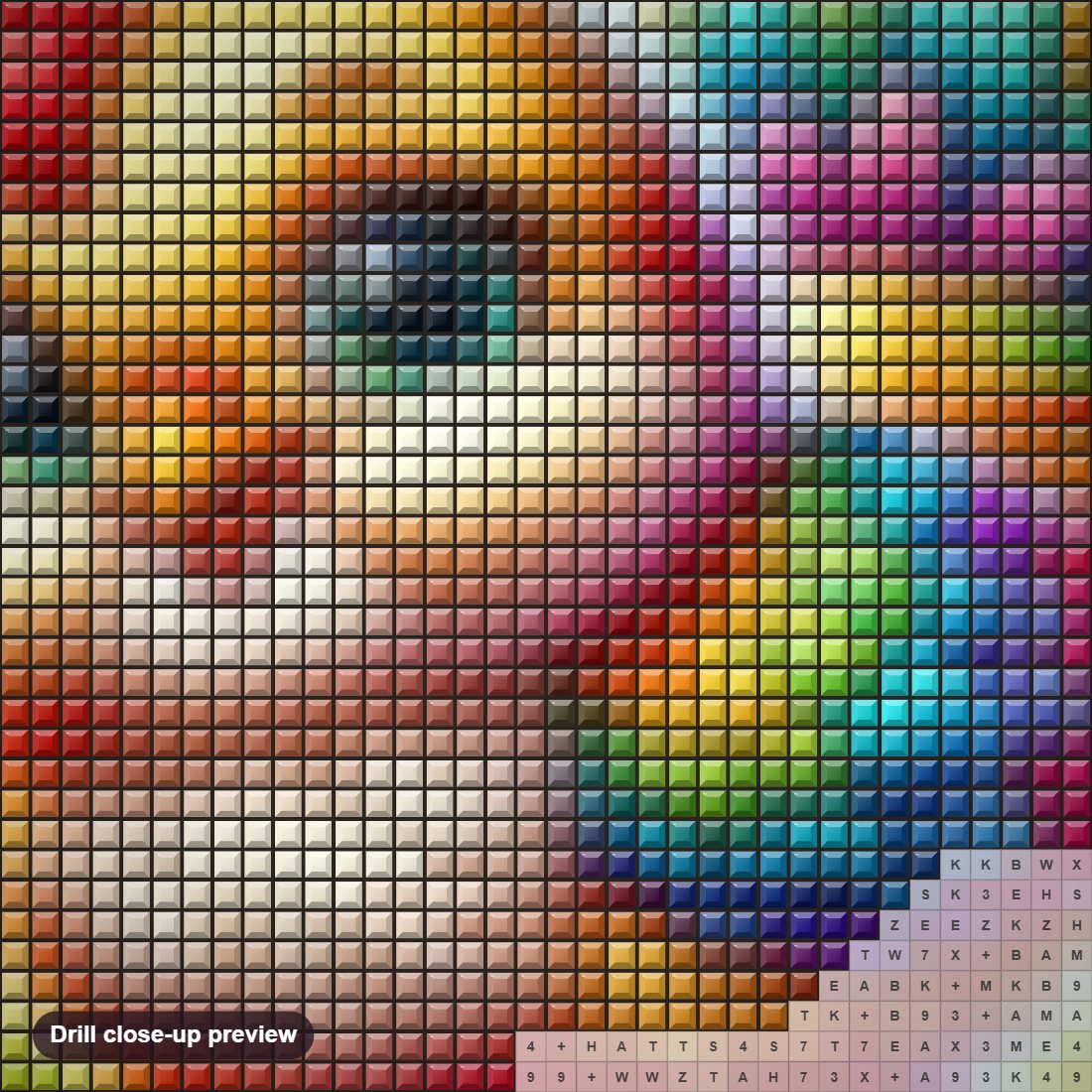 Close-up preview of the Vibrant and Cheerful Chick diamond painting with square 5D drills and printed canvas symbols