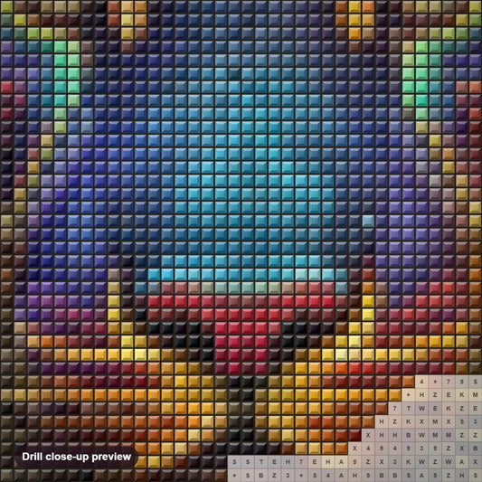 Close-up preview of the Vibrant Stripes Neon Tiger diamond painting with square 5D drills and printed canvas symbols