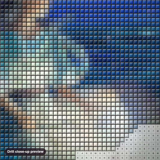 Close-up preview of the Virgo Zodiac diamond painting with square 5D drills and printed canvas symbols