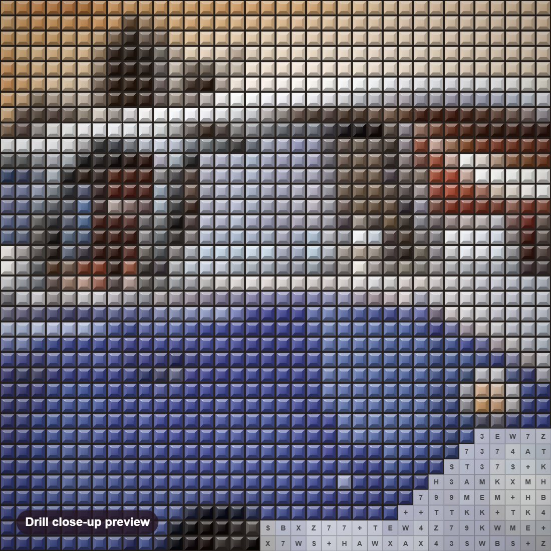 Close-up preview of the Volkswagen Type 2 mini bus diamond painting with square 5D drills and printed canvas symbols