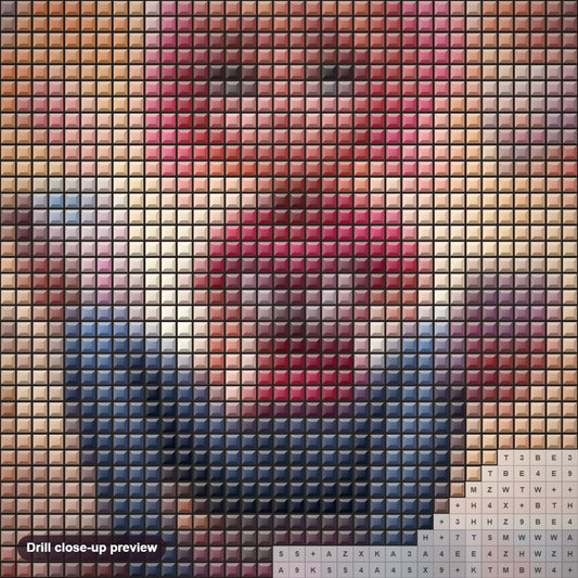 Close-up preview of the Wanna Play With Me? diamond painting with square 5D drills and printed canvas symbols
