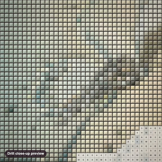 Close-up preview of the Water Butterfly diamond painting with square 5D drills and printed canvas symbols