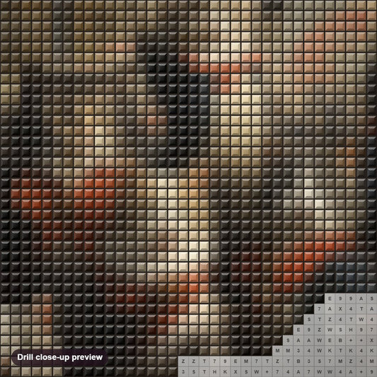 Close-up preview of the We Won the Battle diamond painting with square 5D drills and printed canvas symbols