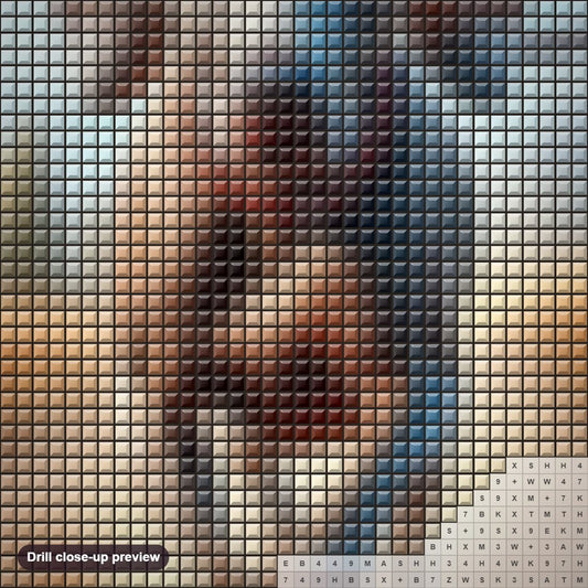 Close-up preview of the Weimaraner Wonder diamond painting with square 5D drills and printed canvas symbols