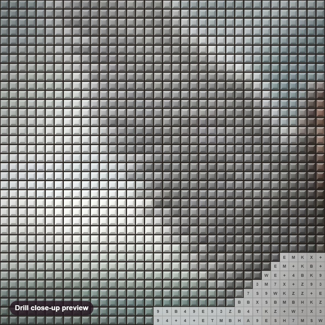 Close-up preview of the White Angel Girl diamond painting with square 5D drills and printed canvas symbols