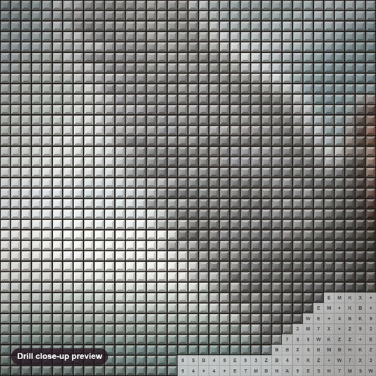 Close-up preview of the White Angel Girl diamond painting with square 5D drills and printed canvas symbols