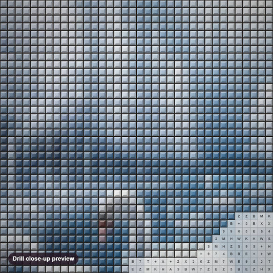 Close-up preview of the White Beautiful Swan Lake diamond painting with square 5D drills and printed canvas symbols