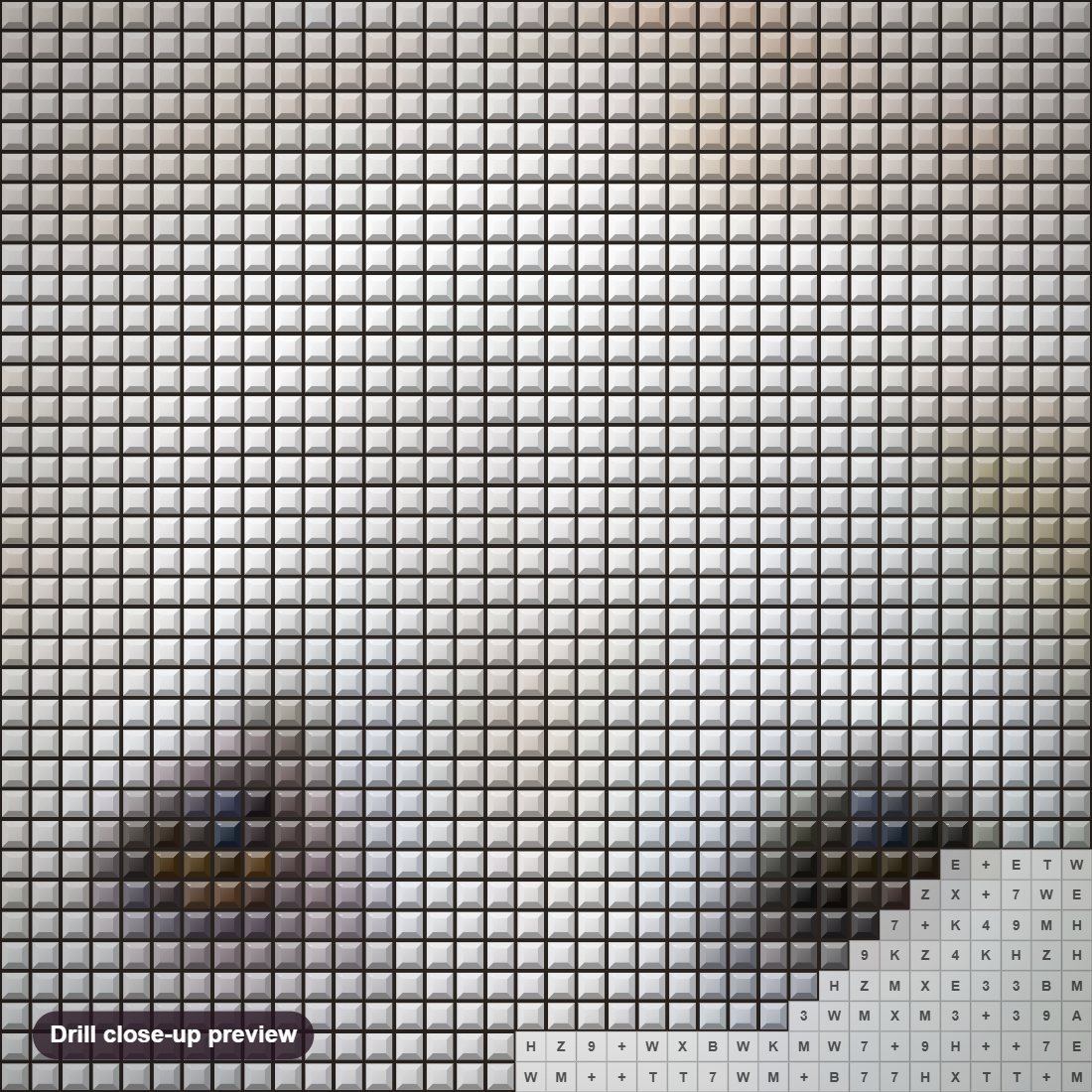 Close-up preview of the White Golden Retriever Puppy diamond painting with square 5D drills and printed canvas symbols
