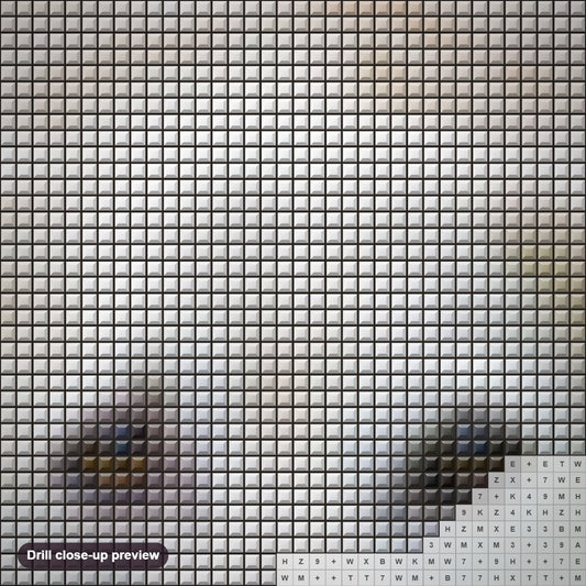 Close-up preview of the White Golden Retriever Puppy diamond painting with square 5D drills and printed canvas symbols