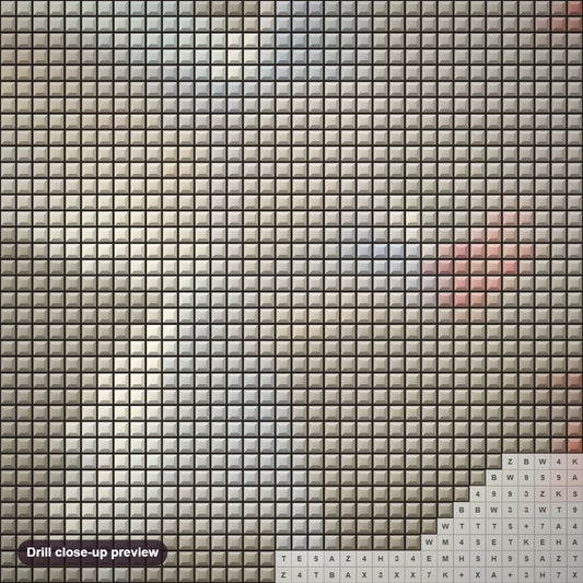 Close-up preview of the White Pigeon & Autumn Leaves diamond painting with square 5D drills and printed canvas symbols