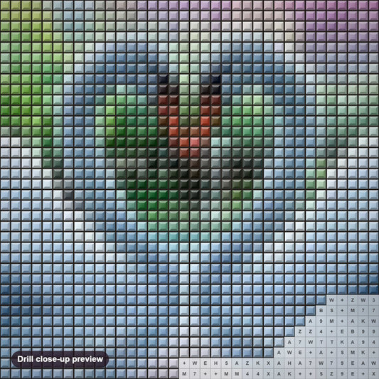 Close-up preview of the White Swans Love diamond painting with square 5D drills and printed canvas symbols