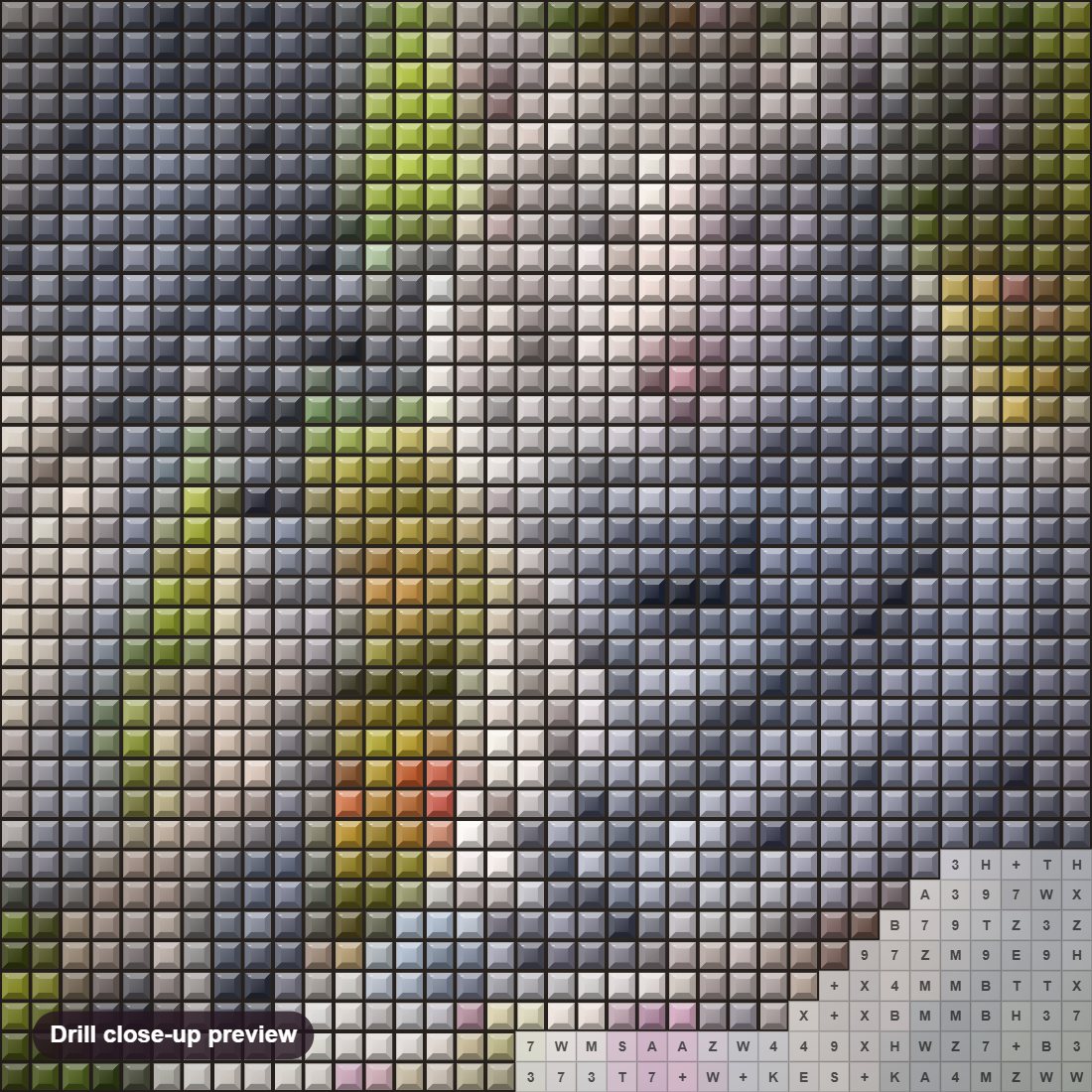 Close-up preview of the White Tigers & Their Cubs diamond painting with square 5D drills and printed canvas symbols