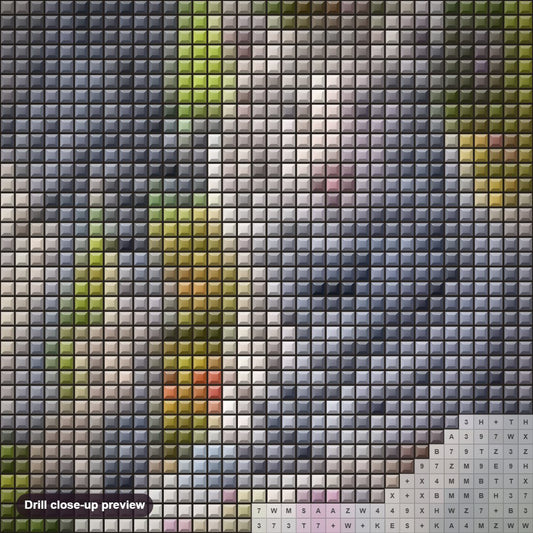 Close-up preview of the White Tigers & Their Cubs diamond painting with square 5D drills and printed canvas symbols