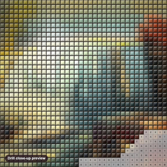 Close-up preview of the Whitney Portal Falls diamond painting with square 5D drills and printed canvas symbols