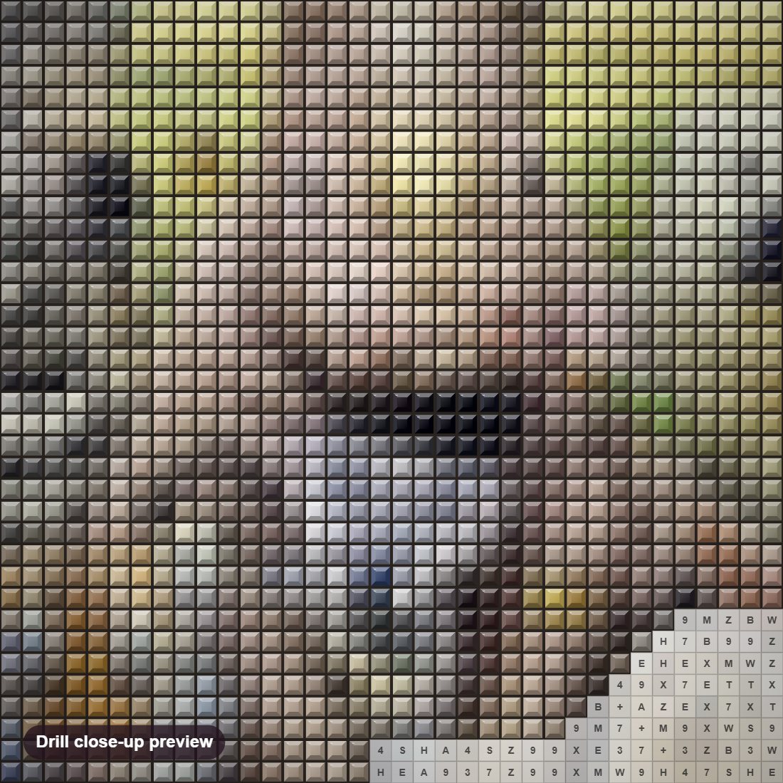 Close-up preview of the Wild Animals diamond painting with square 5D drills and printed canvas symbols