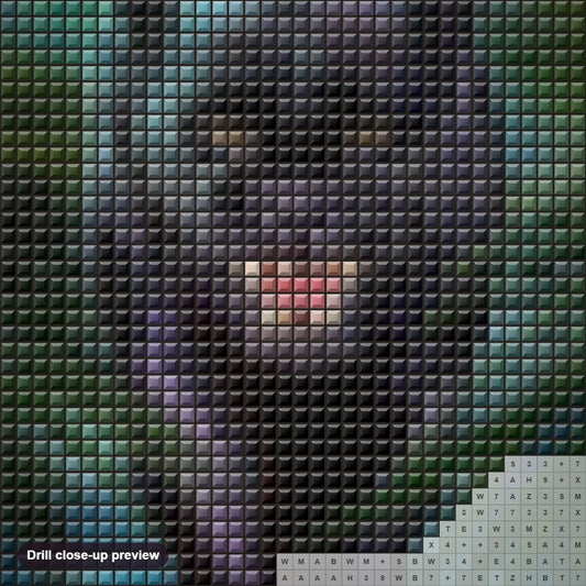 Close-up preview of the Wild Black Panther diamond painting with square 5D drills and printed canvas symbols
