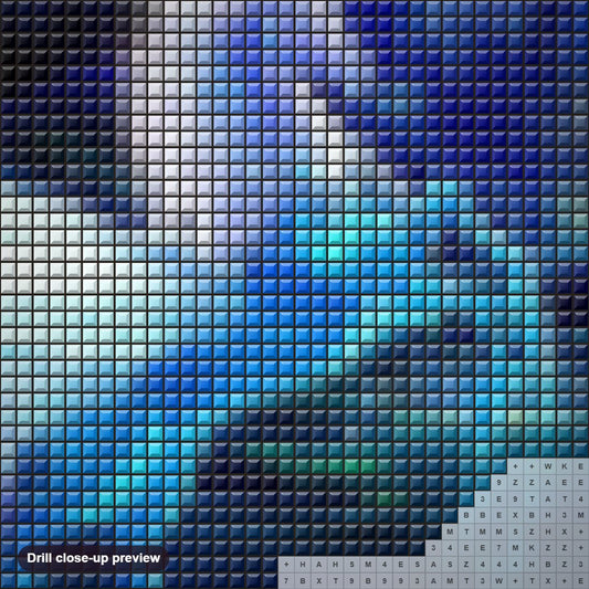 Close-up preview of the Winged Unicorn Fantasy diamond painting with square 5D drills and printed canvas symbols