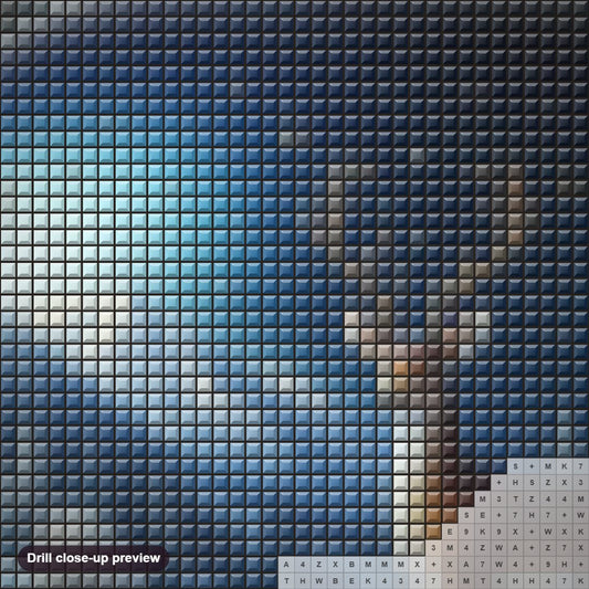 Close-up preview of the Winter Wonderland diamond painting with square 5D drills and printed canvas symbols