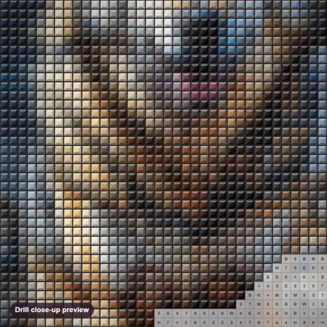 Close-up preview of the Wolves in Full Sprint Through Water diamond painting with square 5D drills and printed canvas symbols
