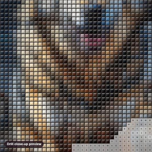 Close-up preview of the Wolves in Full Sprint Through Water diamond painting with square 5D drills and printed canvas symbols
