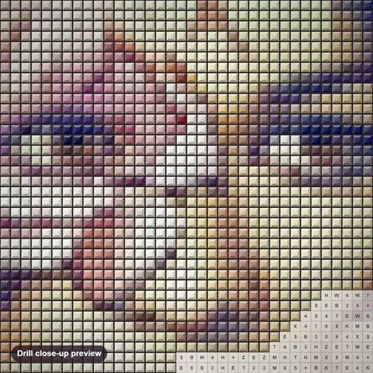 Close-up preview of the Woman Floral Art diamond painting with square 5D drills and printed canvas symbols