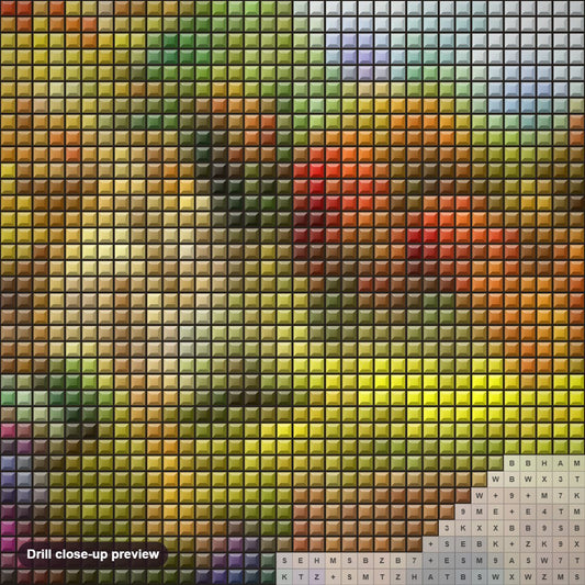 Close-up preview of the Wonderful Scenic Beauty diamond painting with square 5D drills and printed canvas symbols
