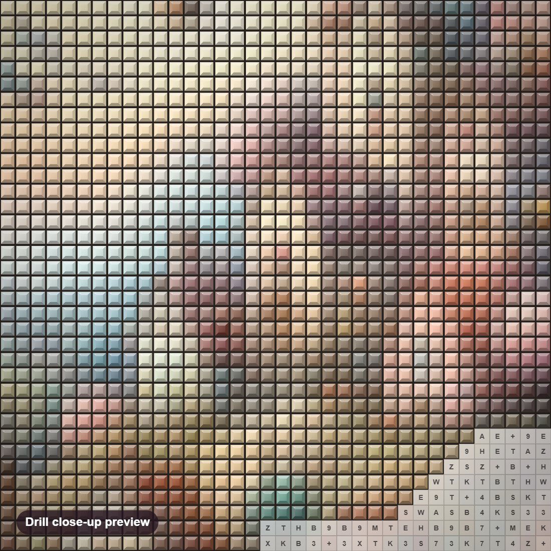 Close-up preview of the Wonders of a Whimsical Village diamond painting with square 5D drills and printed canvas symbols