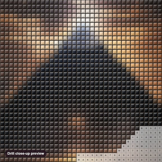 Close-up preview of the World of Pyramids diamond painting with square 5D drills and printed canvas symbols
