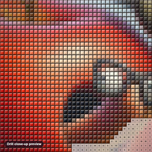 Close-up preview of the Worm & Bird diamond painting with square 5D drills and printed canvas symbols