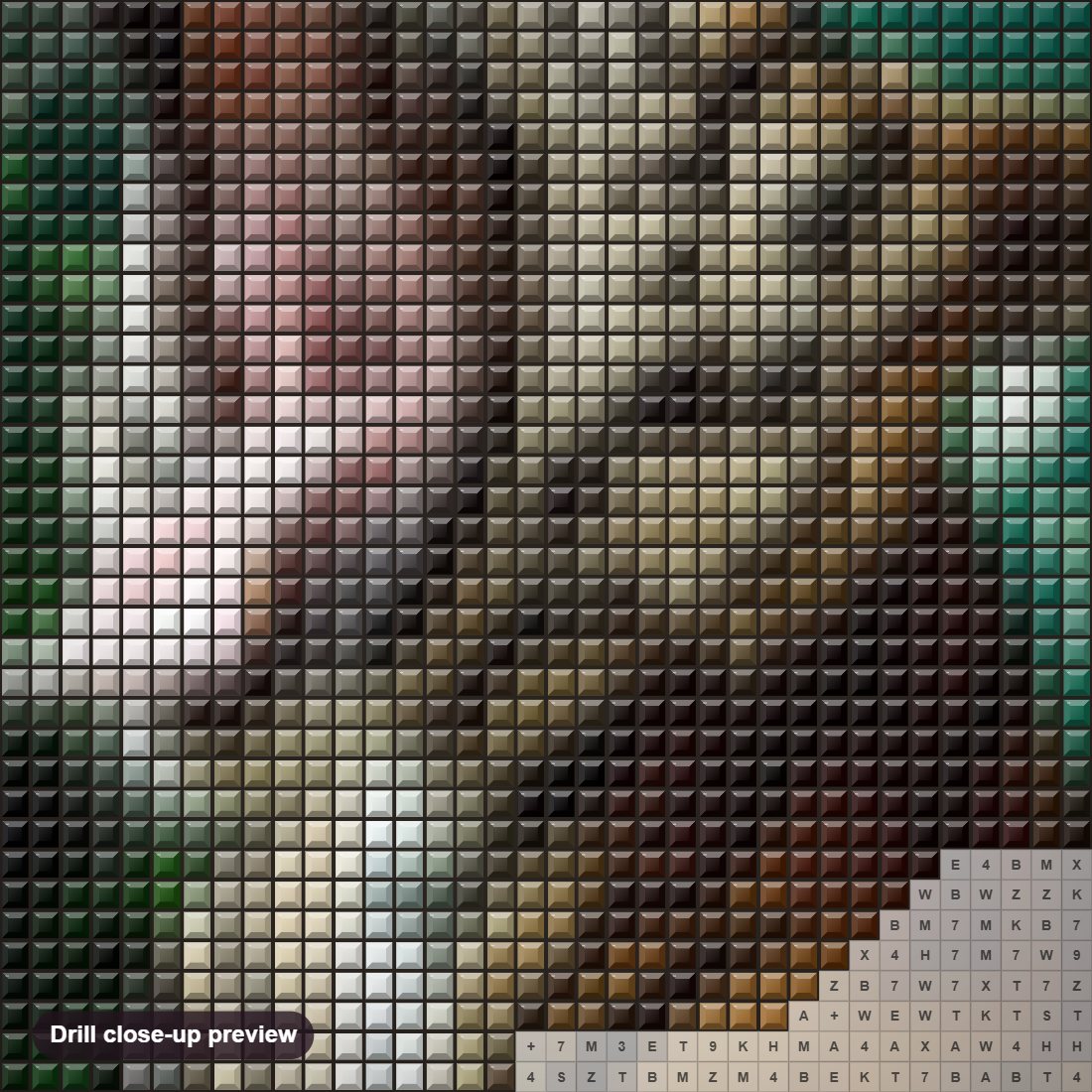 Close-up preview of the Yawning Tiger diamond painting with square 5D drills and printed canvas symbols