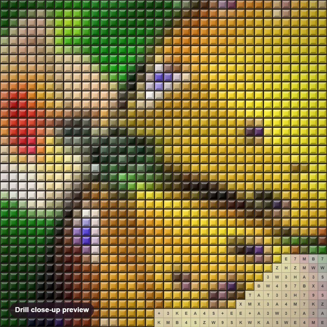 Close-up preview of the Yellow Butterfly diamond painting with square 5D drills and printed canvas symbols