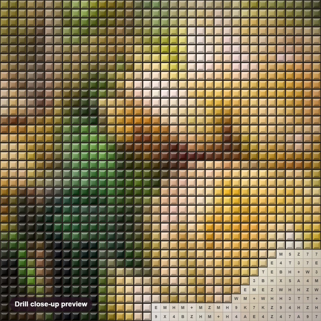Close-up preview of the Yellow Roses diamond painting with square 5D drills and printed canvas symbols