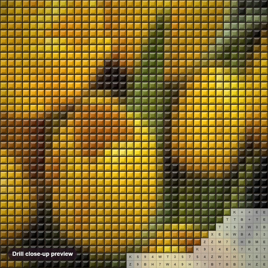 Close-up preview of the Yellow Tulips Springtime Bliss diamond painting with square 5D drills and printed canvas symbols