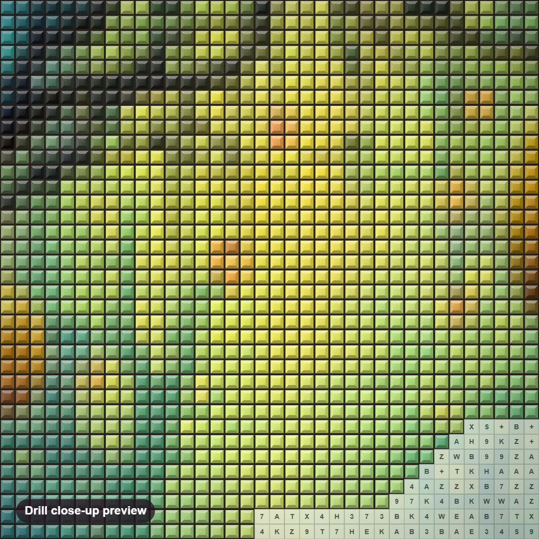 Close-up preview of the Yellow Volkswagen Halloween diamond painting with square 5D drills and printed canvas symbols