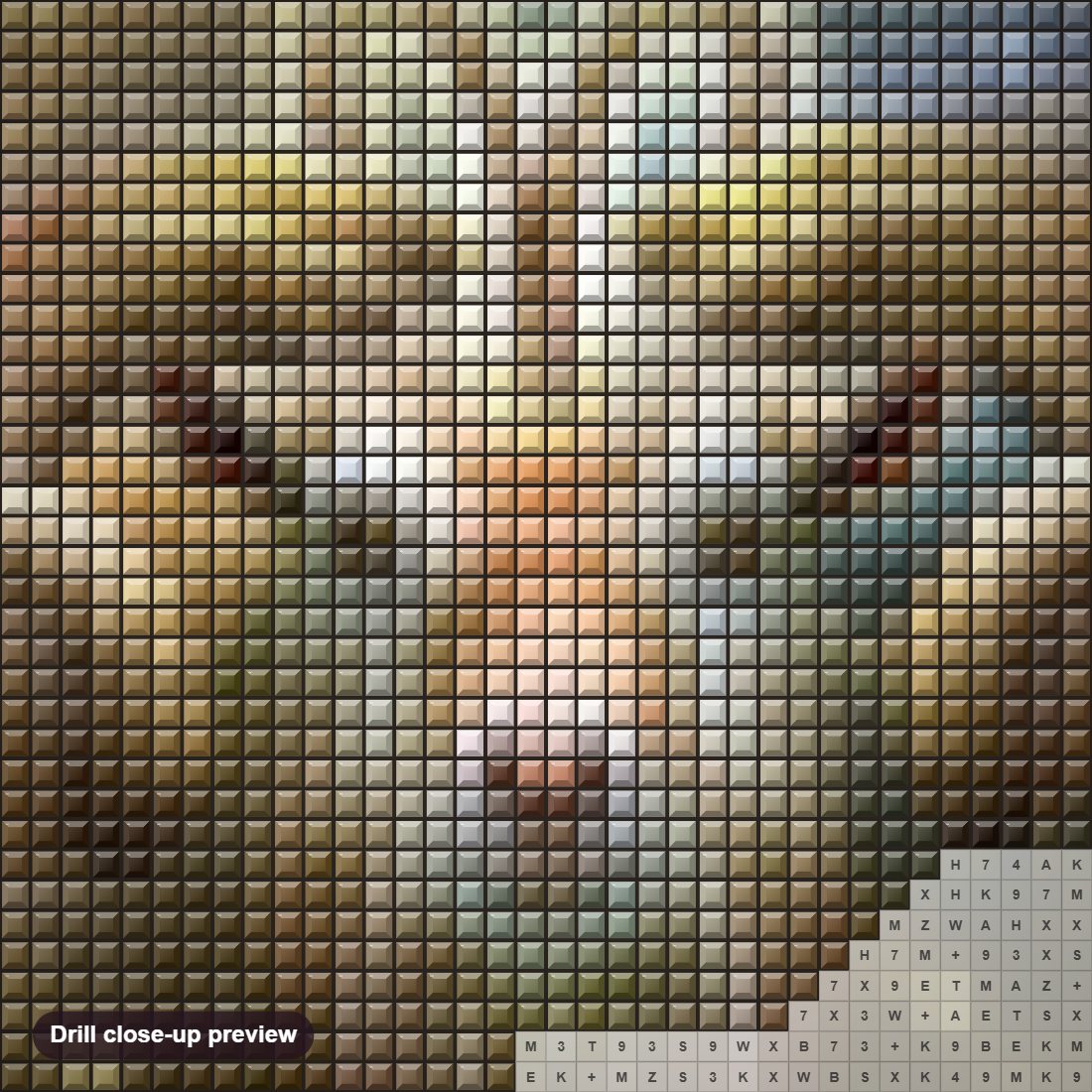 Close-up preview of the Zodiac Aries diamond painting with square 5D drills and printed canvas symbols