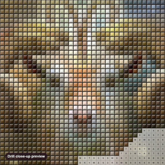Close-up preview of the Zodiac Aries diamond painting with square 5D drills and printed canvas symbols