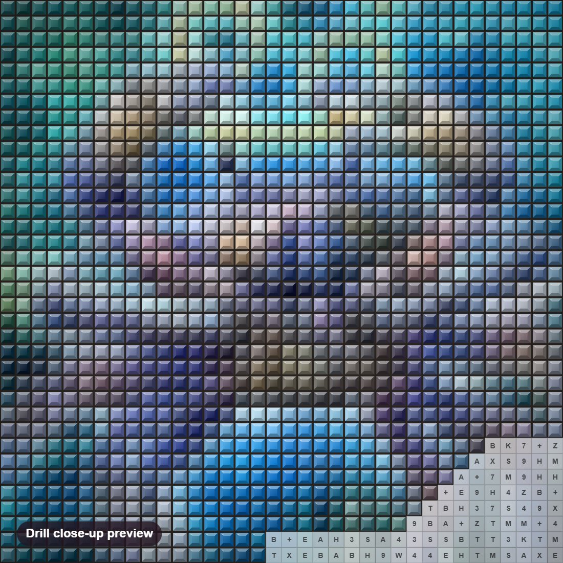 Close-up preview of the Zodiac Cancer diamond painting with square 5D drills and printed canvas symbols