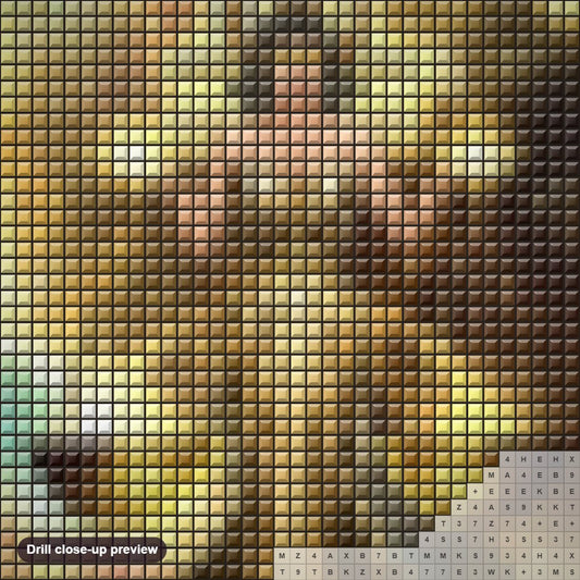 Close-up preview of the Zodiac Libra diamond painting with square 5D drills and printed canvas symbols