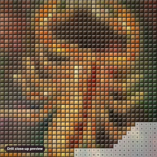 Close-up preview of the Zodiac Scorpio diamond painting with square 5D drills and printed canvas symbols