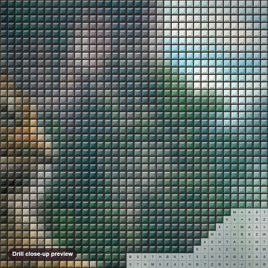 Close-up preview of the ZSL London Zoo diamond painting with square 5D drills and printed canvas symbols