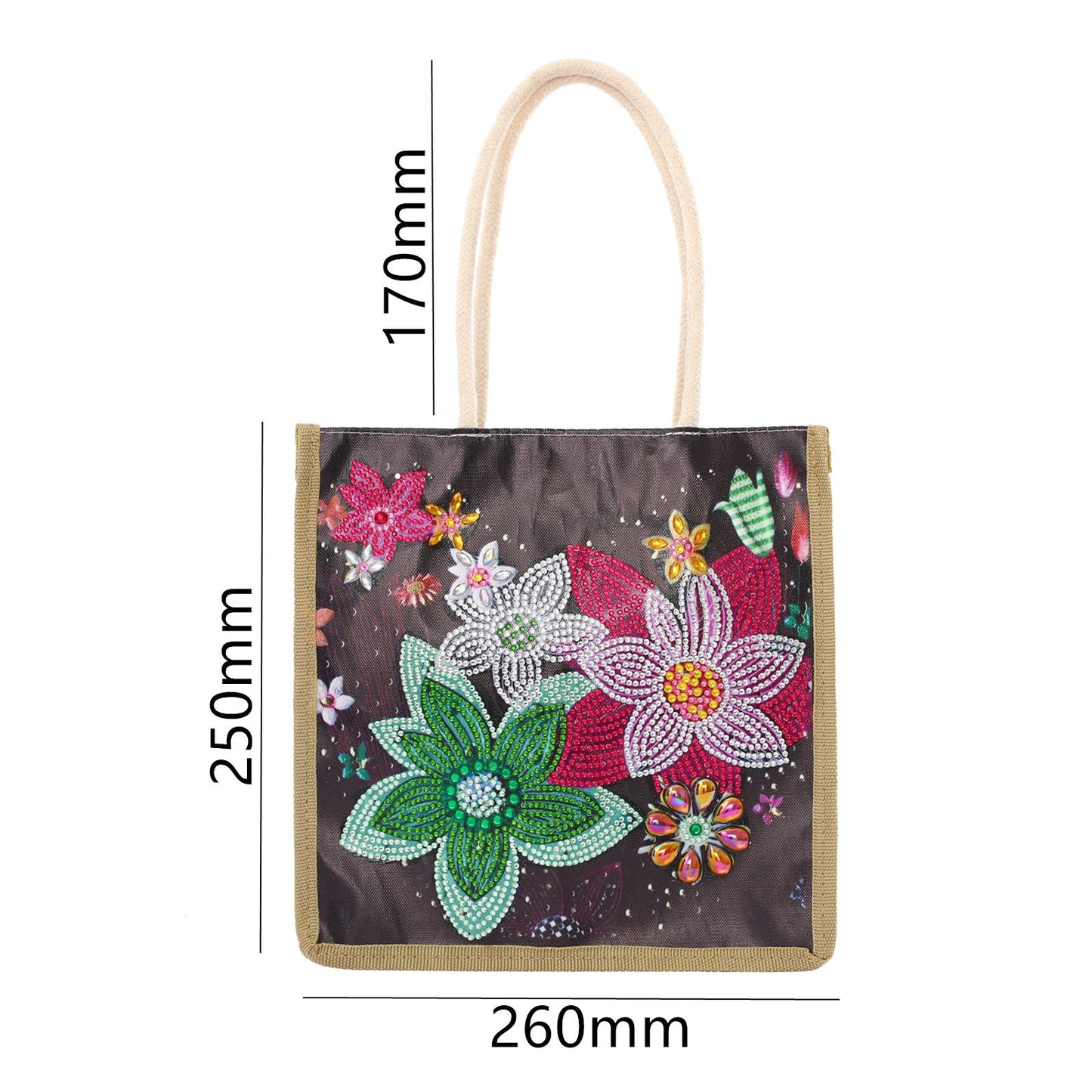 Colorful Flowers - Diamond Painting Shopping Bag